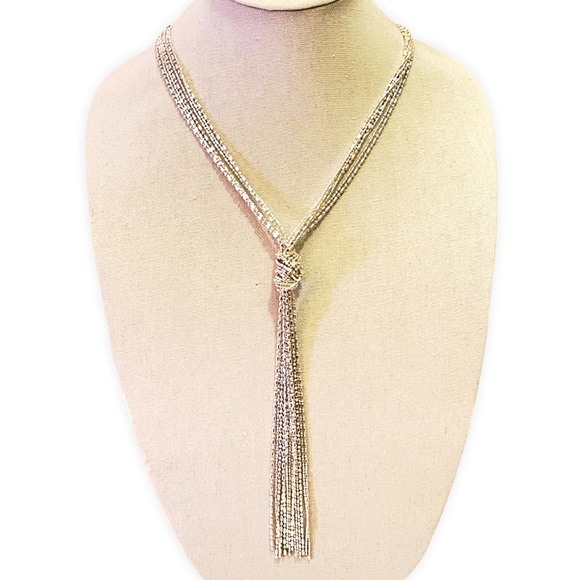 New York & Company Jewelry - New York & Company Multi Strand Silver Toned Knotted Necklace